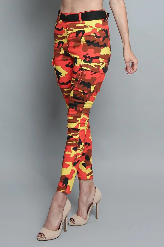 Women's Cargo Color Camo Skinny Pants