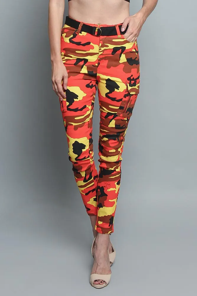 Women's Cargo Color Camo Skinny Pants