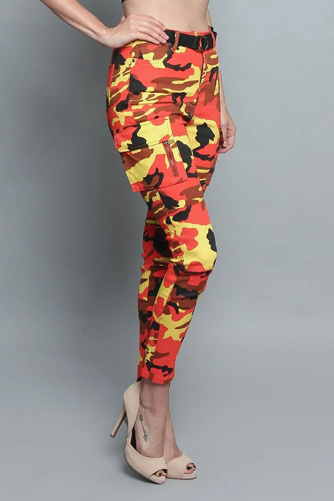 Women's Cargo Color Camo Skinny Pants