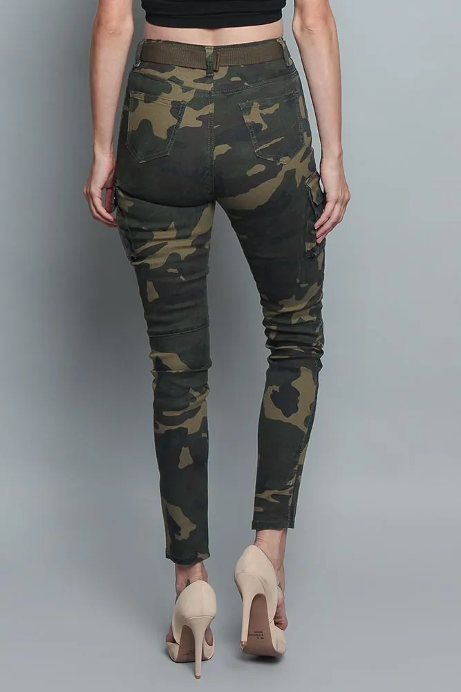 Women's Cargo Color Camo Skinny Pants