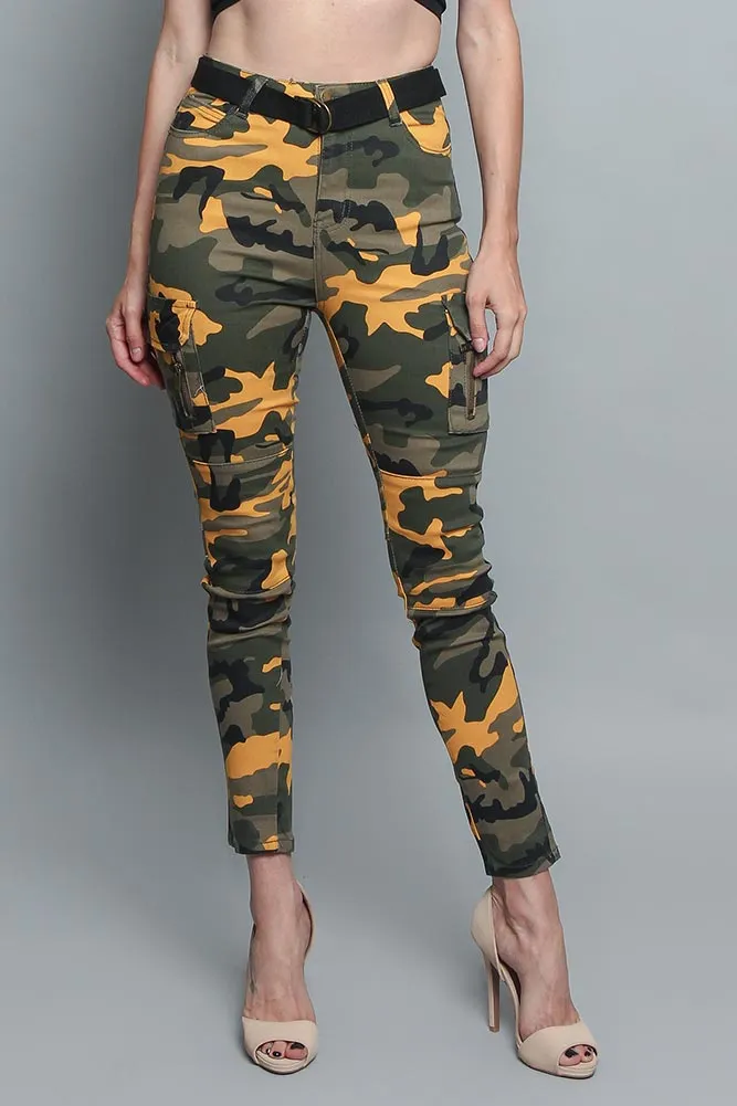 Women's Cargo Color Camo Skinny Pants