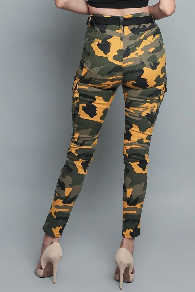 Women's Cargo Color Camo Skinny Pants