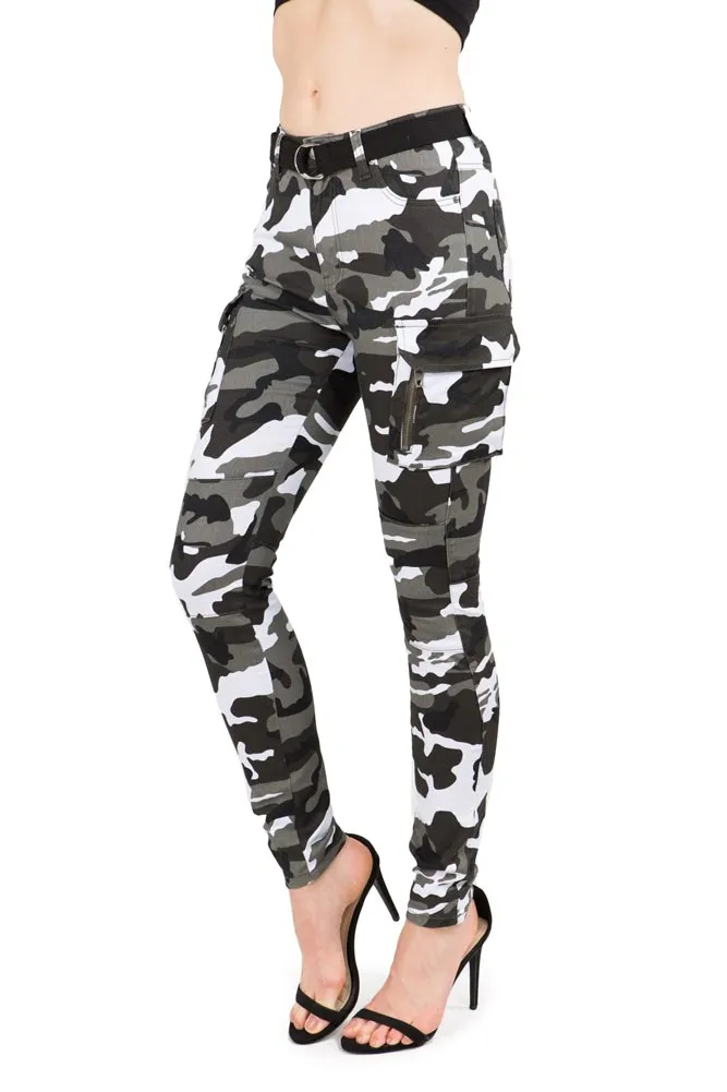 Women's Cargo Color Camo Skinny Pants